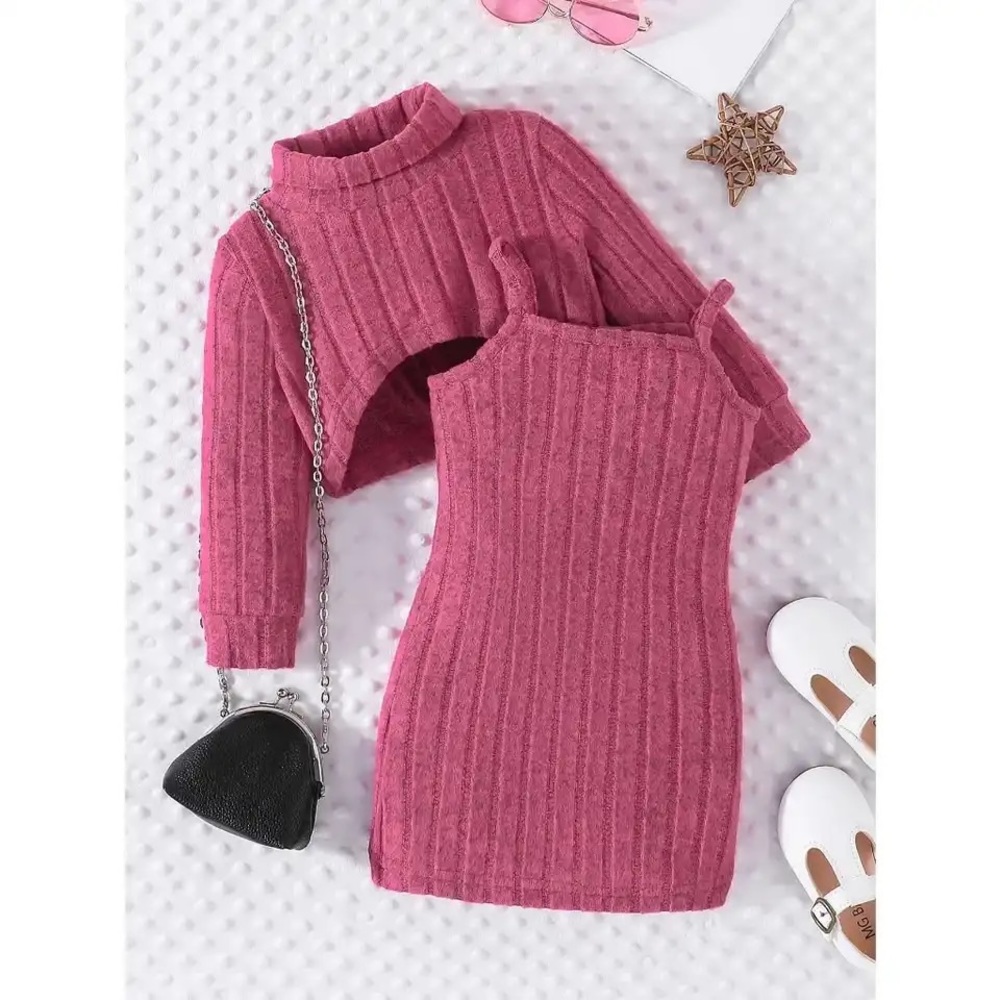 New kidsGirls 3Yearsold LongSleeveStriped Top & Suspenders SkirtPrincessDresses